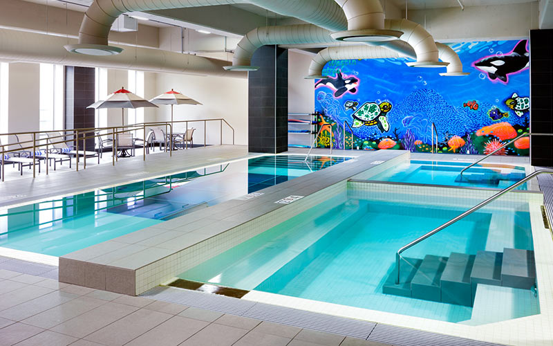 Le Westin Montreal glass bottom indoor swimming pool