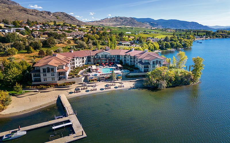 Drone view of Walnut Beach Resort in Osoyoos, BC